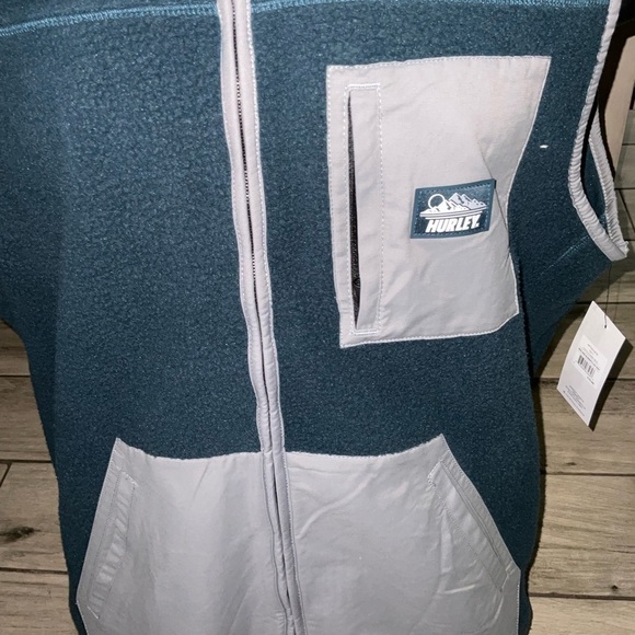 New Mens The Hurley pocket Peak Fleece Vest Vest Full Zip Jacket Coat sizes - Picture 2 of 9